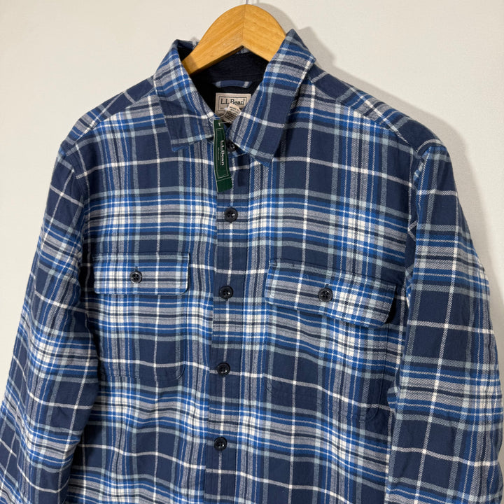 LL BEAN TRADITIONAL FIT DOUBLE POCKETS FLANNEL CHECKERED SHIRT BRAND NEW INNER FLEECE EXTREME WARM