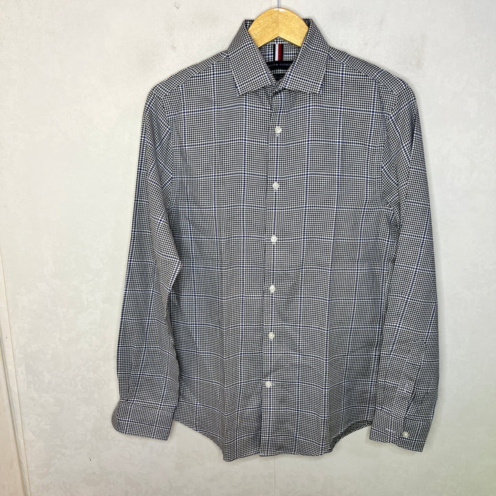 TOMMY HILFIGER SLIM FIT THFLEX SUPIMA CHECKERED COTTON SHIRT WITH STRETCH