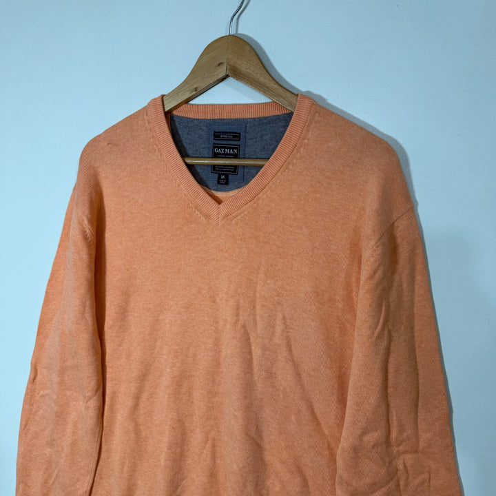 GAZMAN V NECK COTTON SWEATER WITH STRETCH