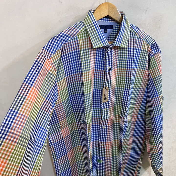 TOMMY HILFIGER REGULAR FIT CHECKERED COTTON CASUAL SHIRT - JS BROTHERS 