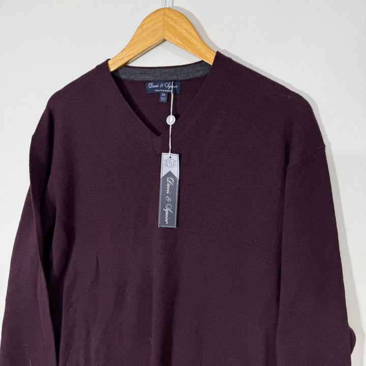 DAVIS & SQUIRE V NECK MERINO WOOL SWEATER BRAND NEW