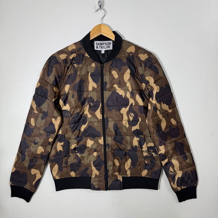 SAMPSON & TAYLOR CAMOUFLAGEBEN COLLAR BOMBER JACKET