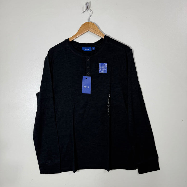 APT.9 HENLEY COLLAR LONG SLEEVES COTTON TSHIRT BRAND NEW