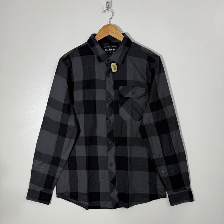 FOX RACING DOUBLE POCKETS OXFORD COTTON CHECKERED SHIRT BRAND NEW