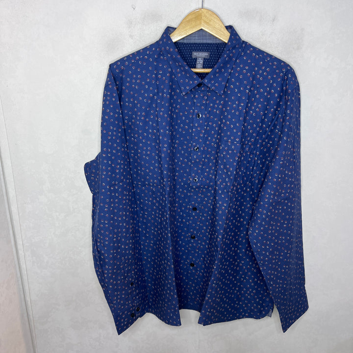 VAN HEUSEN NEVER TUCK PRINTED COTTON SHIRT