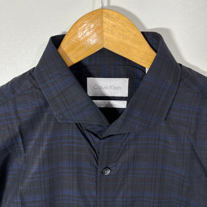 CALVIN KLEIN SLIM FIT SUPERFINE COTTON CHECKERED SHIRT