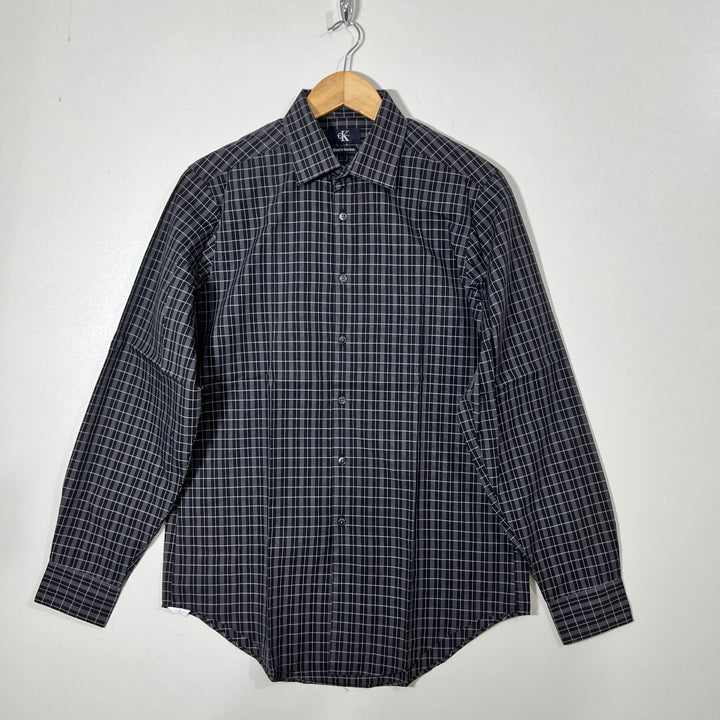 CALVIN KLEIN SLIM FIT NON IRON CHECKERED SEMI FORMAL SHIRT