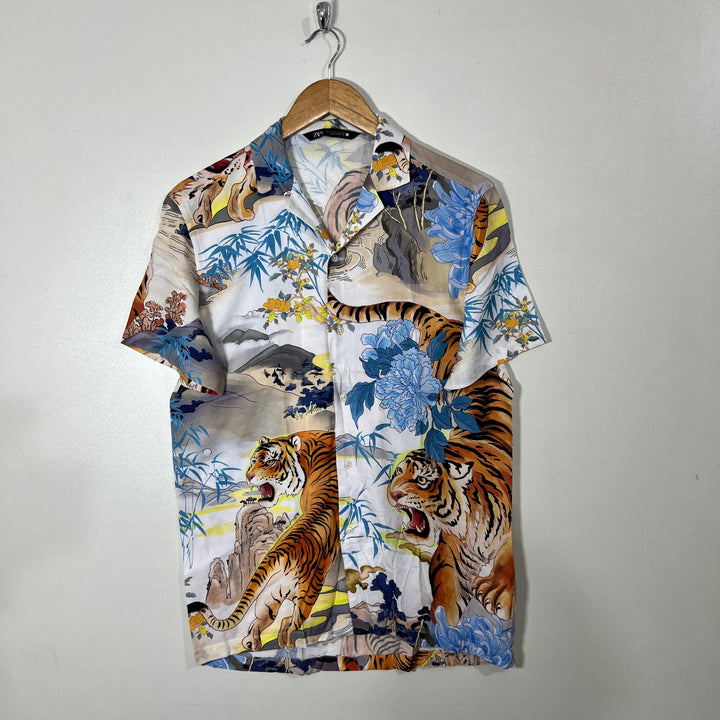 ZARA SAFARI COLLAR HALF SLEEVES HAWAI SHIRT