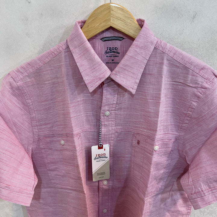 IZOD SALTWATER DOUBLE POCKETS HALF SLEEVES COTTON SHIRT BRAND NEW