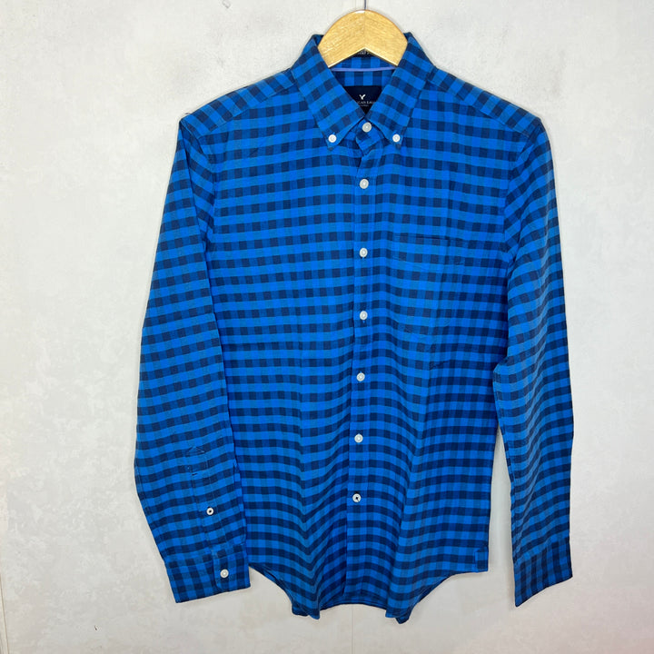 AMERICAN EAGLE SERIOUSLY SOFT BUTTON DOWN CHECKERED SHIRT