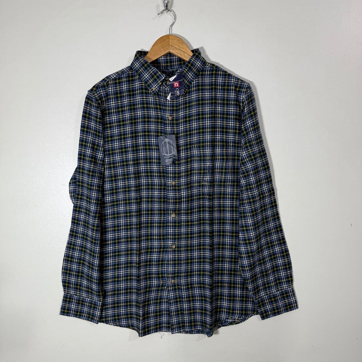 CHAPS BUTTON DOWN FLANNEL COTTON CHECKERED SHIRT BRAND NEW