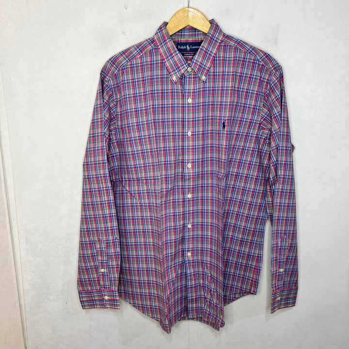 RALPH LAUREN POLO CLASSIC FIT BUTTON DOWN CKECKERED CASUAL COTTON SHIRT