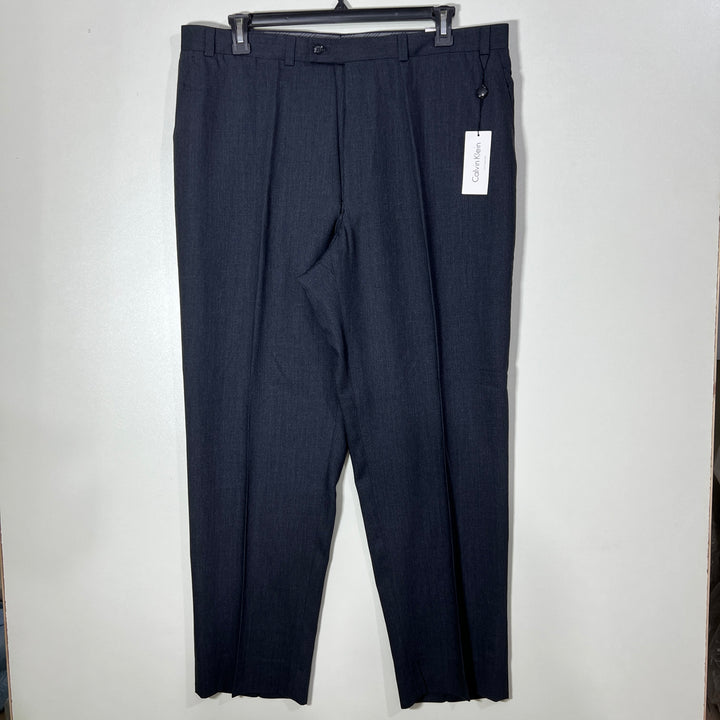 CALVIN KLEIN FLAT FRONT TEXTURE DRESS PANT BRAND NEW WITHOUT STRETCH GREY COLOUR