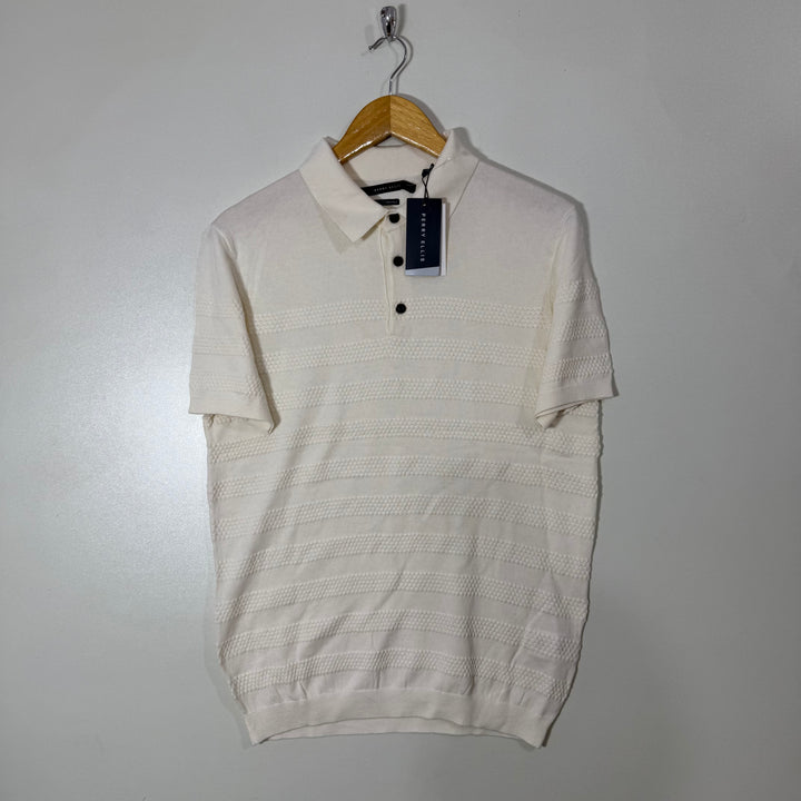 PERRY ELLIS HALF SLEEVES KNITTED COTTON MODAL MACHINE WASHABLE COTTON POLO SWEATER BRAND NEW