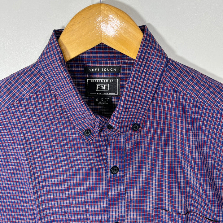 F&F SOFT TOUCH BUTTON DOWN CHECKERED SHIRT