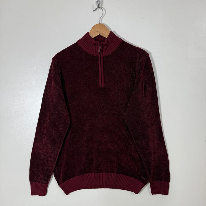 PORTOBELLOS HALF ZIP ACRYLIC SWEATER