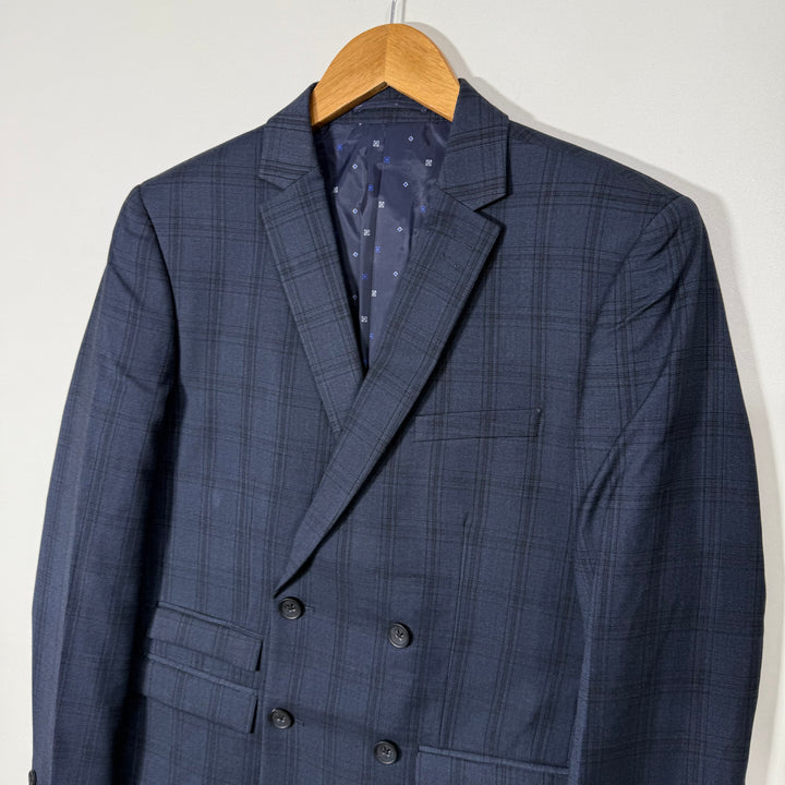 NEXT SKINNY FIT DOUBLE BREASTED CHECKERED BLAZER