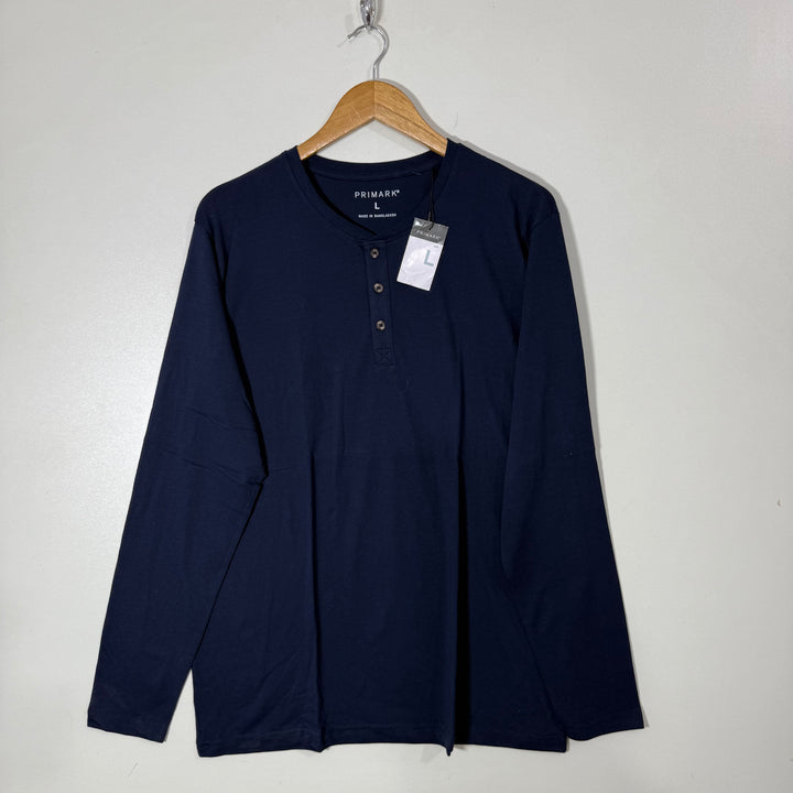 PRIMARK HENLEY COLLAR LONG SLEEVES COTTON TSHIRT BRAND NEW