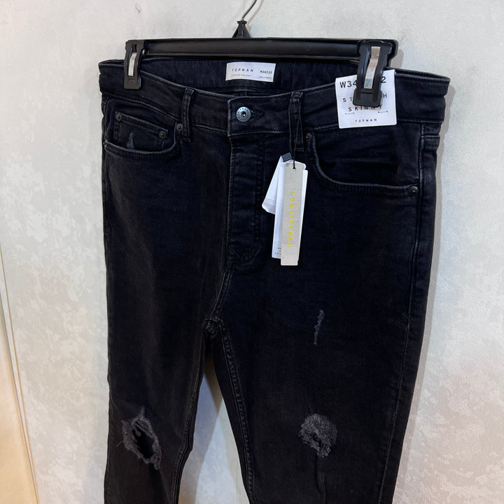 TOPMAN SUPER SKINNY FIT RIPPED JEAN DENIM PANT BRAND NEW WITH STRETCH