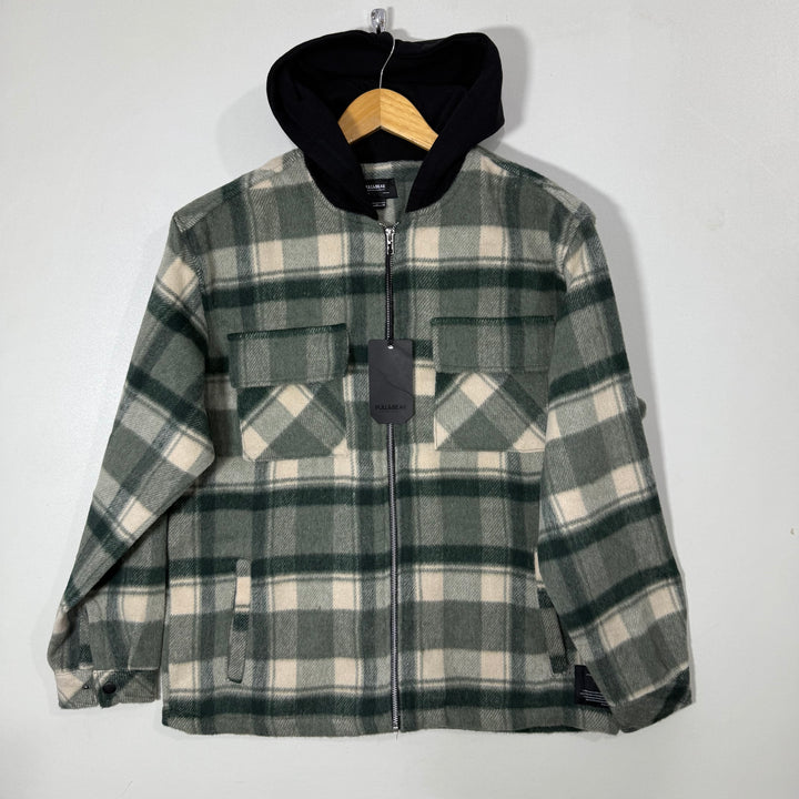 PULL & BEAR DOUBLE POCKETS FLANNEL JACKET BRAND NEW WITH HOOD