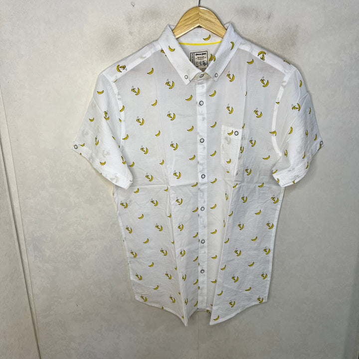 ALEXANDER JULIAN HALF SLEEVES BUTTON DOWN PRINTED COTTON SHIRT WITH STRETCH