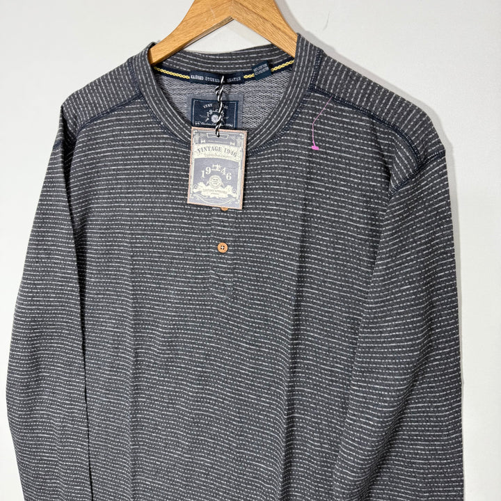 VINTAGE HENLEY COLLAR LONG SLEEVES COTTON TSHIRT BRAND NEW