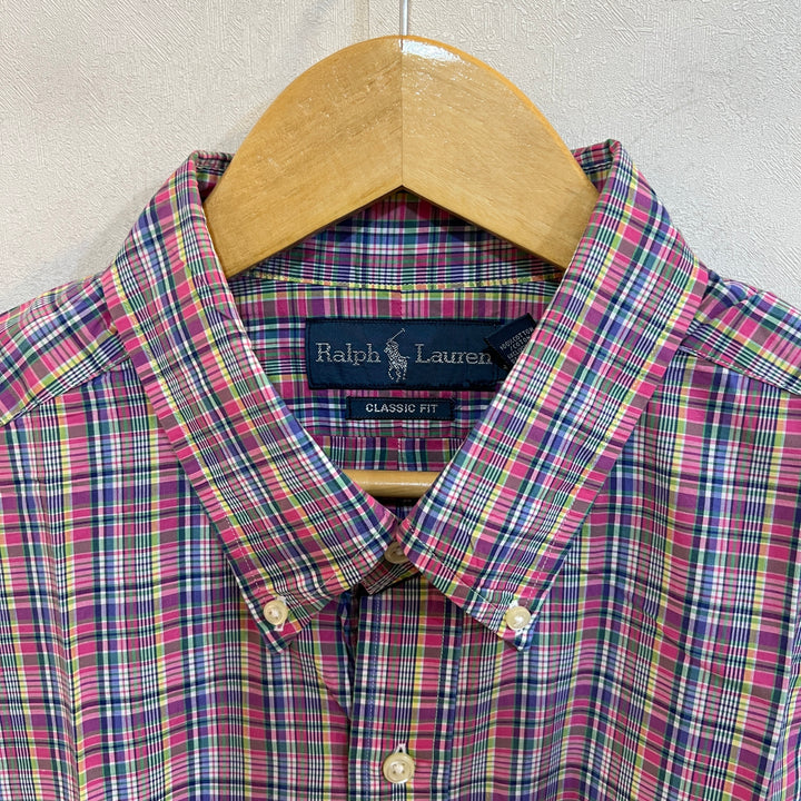 RALPH LAUREN POLO CLASSIC FIT BUTTON DOWN CKECKERED CASUAL COTTON SHIRT