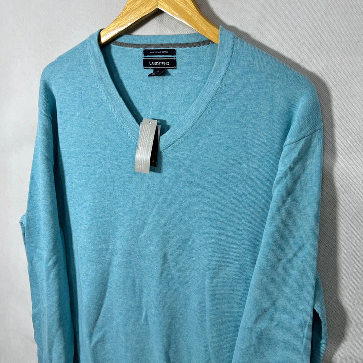 LANDS END V NECK SUPIMA COTTON SWEATER BRAND NEW