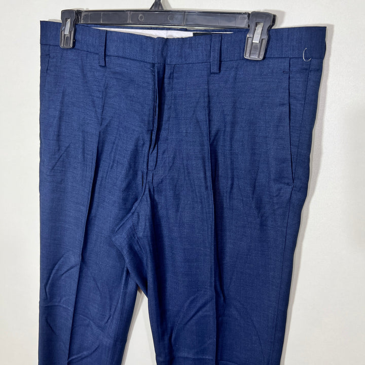 H&M SKINNY FIT TEXTURED DRESS PANT WITHOUT STRETCH NAVY BLUE COLOUR