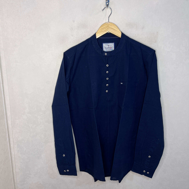 HYPHEN BEN COLLAR COTTON SHIRT