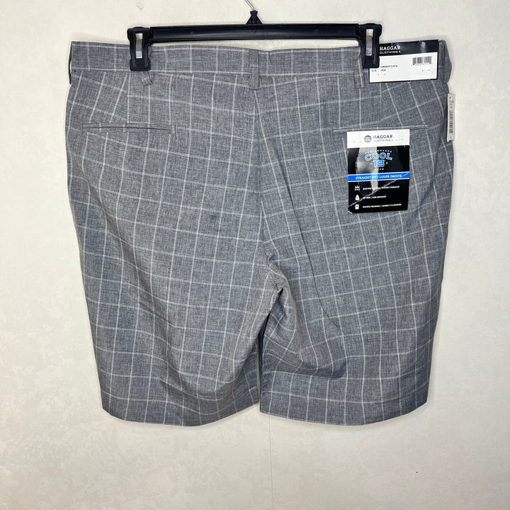 HAGGAR COOL 18 CHECKERED PERFORMANCE SHORT BRAND NEW