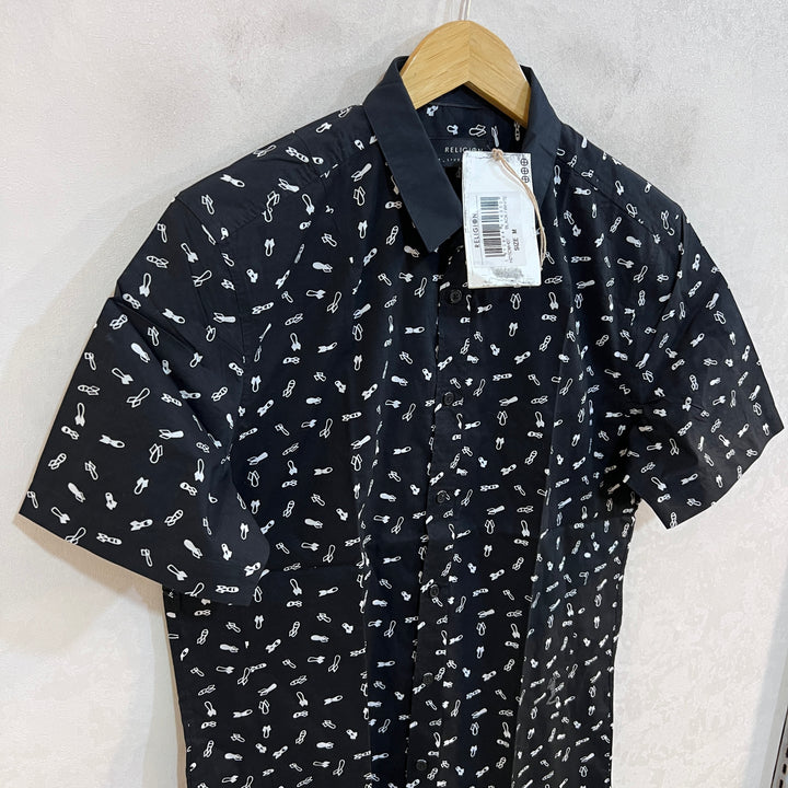 RELIGION HALF SLEEVES PRINTED COTTON SHIRT