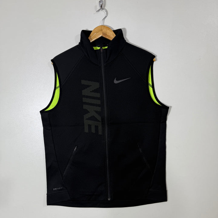 NIKE DRI FIT SPORT SLEEVES LESS JACKET INNER FLEECE
