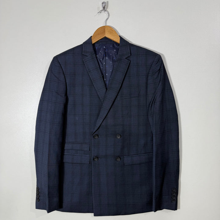 NEXT SKINNY FIT DOUBLE BREASTED CHECKERED BLAZER