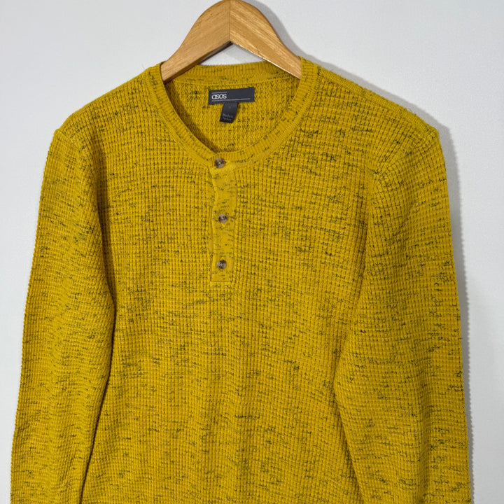 ASOS HENLEY COLLAR LONG SLEEVES COTTON SWEATER