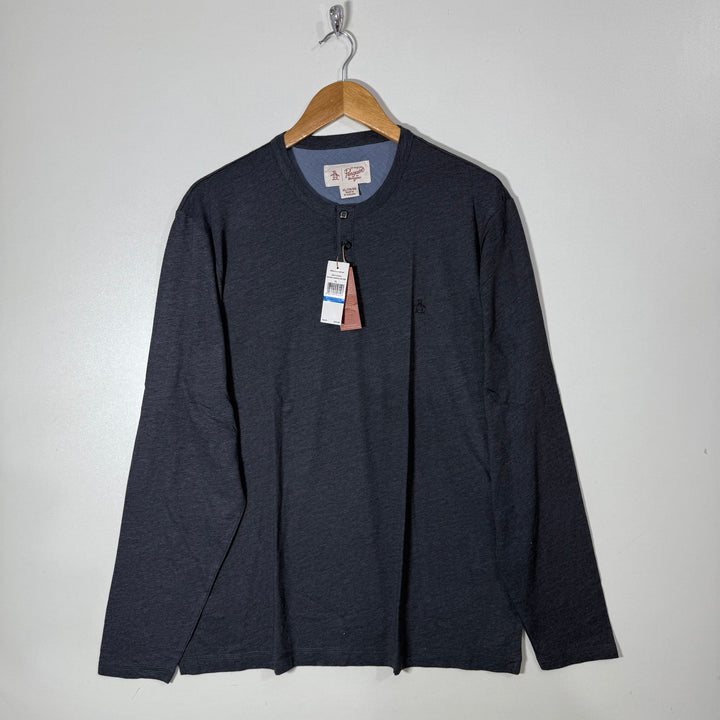 PENGUIN HENLEY COLLAR LONG SLEEVES COTTON TSHIRT BRAND NEW