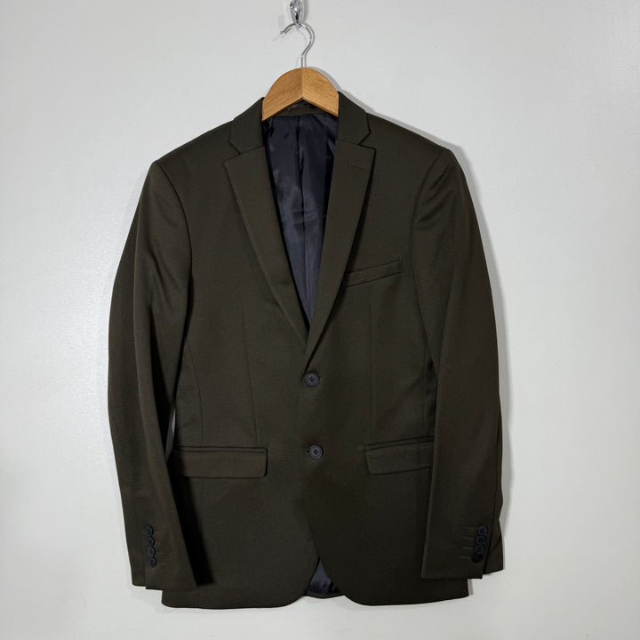 BOOHOOMAN SLIM FIT TEXTURED BLAZER GREEN COLOUR