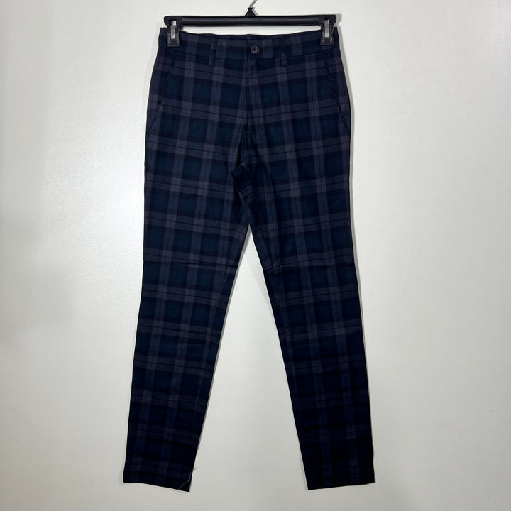 BURTON MENSWEAR LONDON SKINNY FIT CHECKERED COTTON CHINO PANT WITH STRETCH