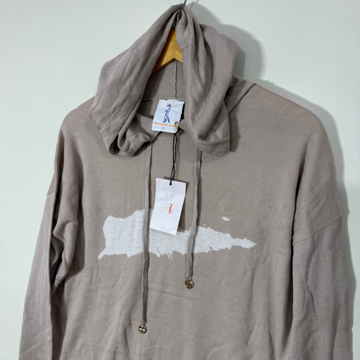 SOUTHERN SAINT KNITTED DROOPED SHOULDER SILK LINEN SWEATER BRAND NEW WITH HOOD