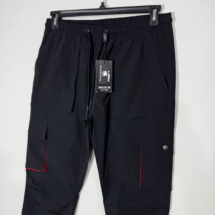 AMERICAN STITCH HYBRID PARACHUTE CARGO TROUSER BRAND NEW WITH STRETCH BLACK COLOUR