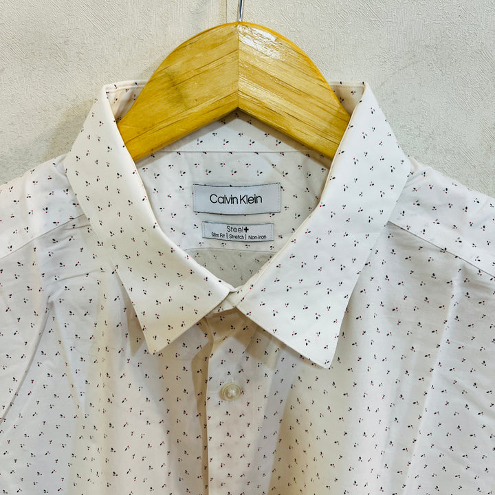 CALVIN KLEIN SLIM FIT NON IRON CASUAL COTTON SHIRT WITH STRETCH