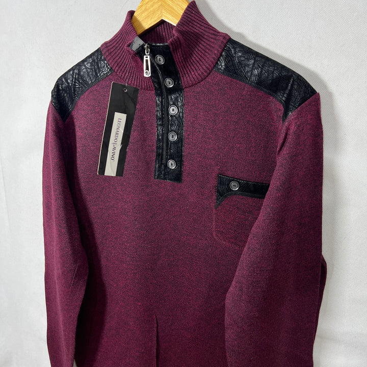 LEONARDO GAVINO 5 BUTTON HALF ZIP SWEATER PULLOVER BRAND NEW