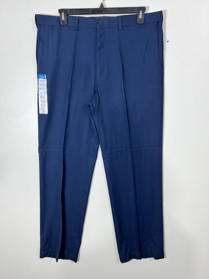 HAGGAR COOL 18 PRO LOOSE FIT COMFORT 4 WAY STRETCH MACHINE WASHABLE NO IRON HIDDEN EXPANDABLE WAISTBAND DRESS PANT BRAND NEW BLUE COLOUR