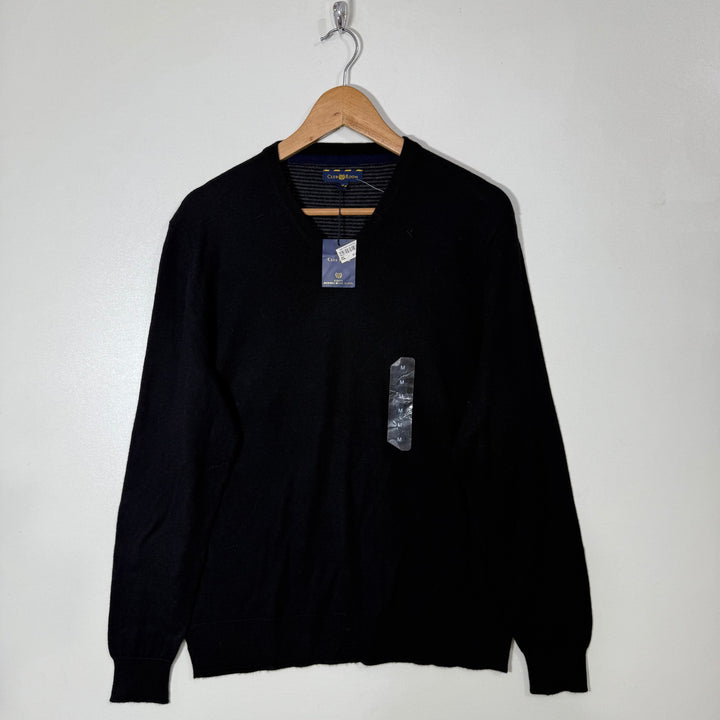 CLUB ROOM V NECK EXTRA FINE MERINO WOOL SWEATER BRAND NEW BLACK COLOUR