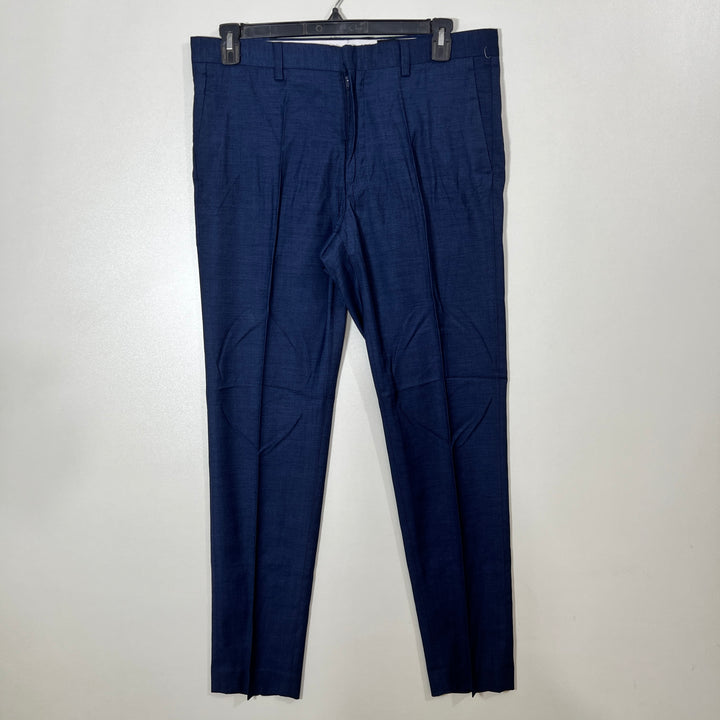 H&M SKINNY FIT TEXTURED DRESS PANT WITHOUT STRETCH NAVY BLUE COLOUR