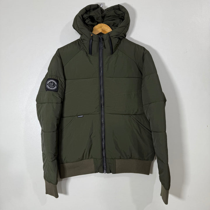 SUPERDRY MOUNTAIN PUFFER JACKET WITH HOOD GREEN COLOUR