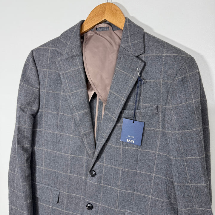 MOSS LONDON CHECKERED WOOL BLAZER BRAND NEW GREY COLOUR