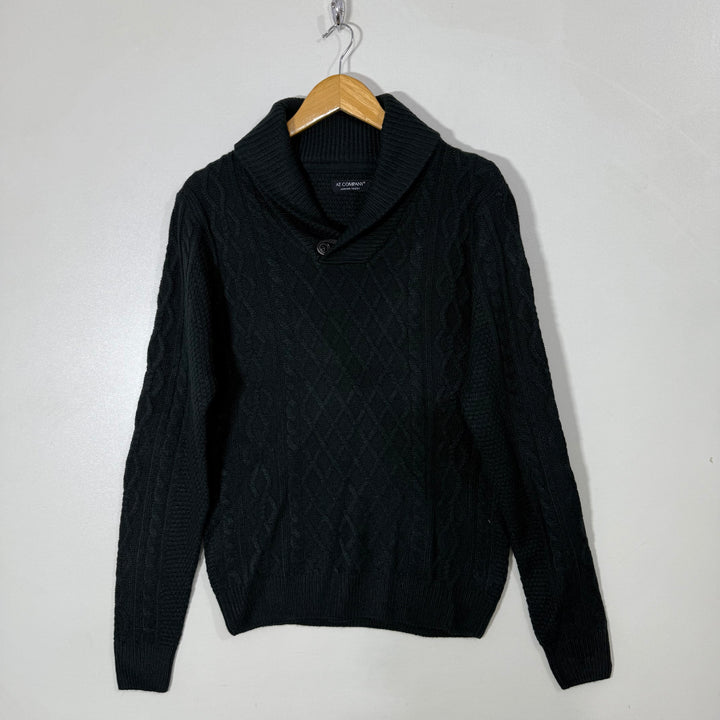 AT COMPANY SHAWL COLLAR ONE BUTTON KNITWEAR SWEATER GREEN COLOUR