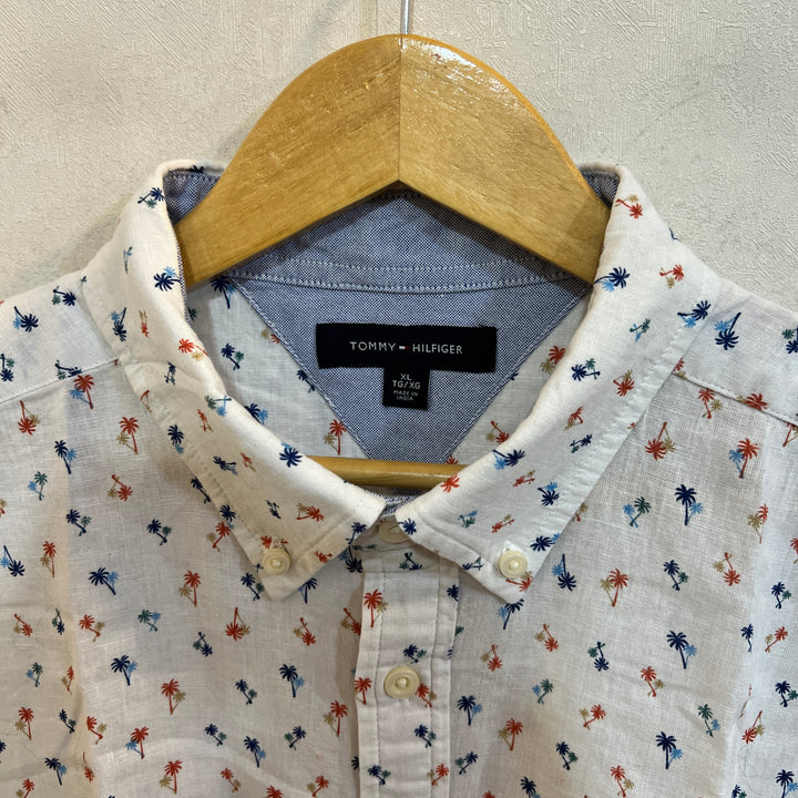 TOMMY HILFIGER BUTTON DOWN HALF SLEEVES LINEN SHIRT