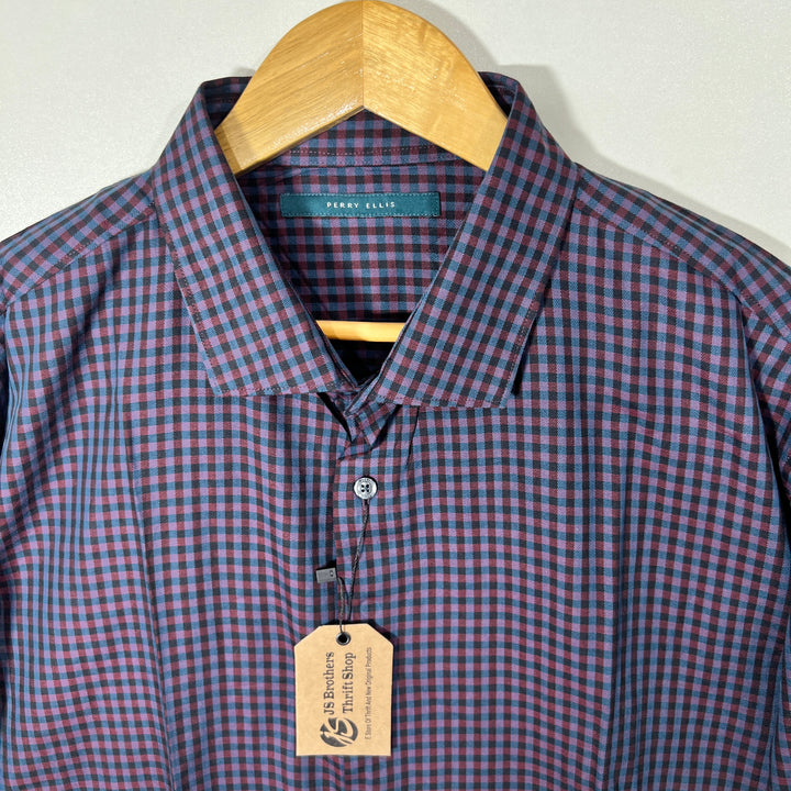 PERRY ELLIS SEMI FORMAL CHECKERED SHIRT